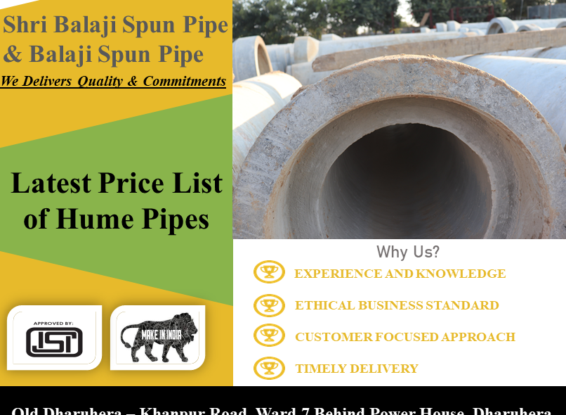 Latest Price List of Hume Pipes